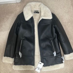 ZARA faux leather jacket with fur BRAND NEW WITH TAGS